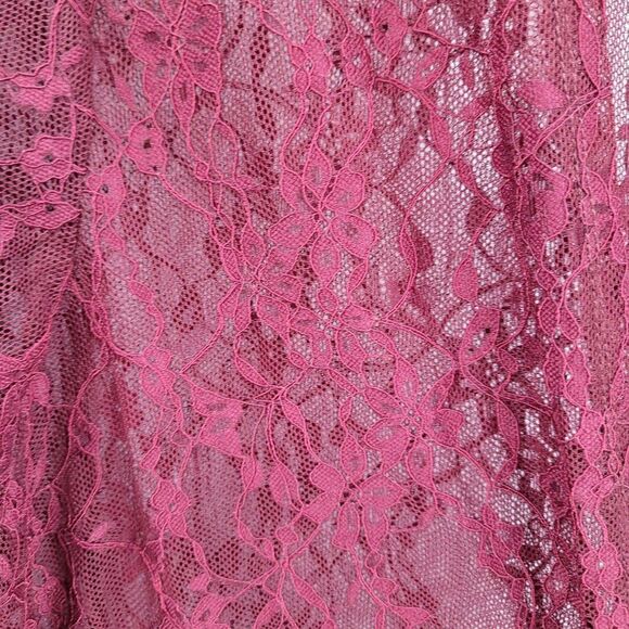 Time and Tru Lace Cardigan Maroon Wine L-XL Peplum Ruffle Bell 3/4 Sleeve Tunic - Picture 5 of 12